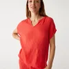 Michael Stars Naomi Split Neck Top- Tops, Blouses & Shirts