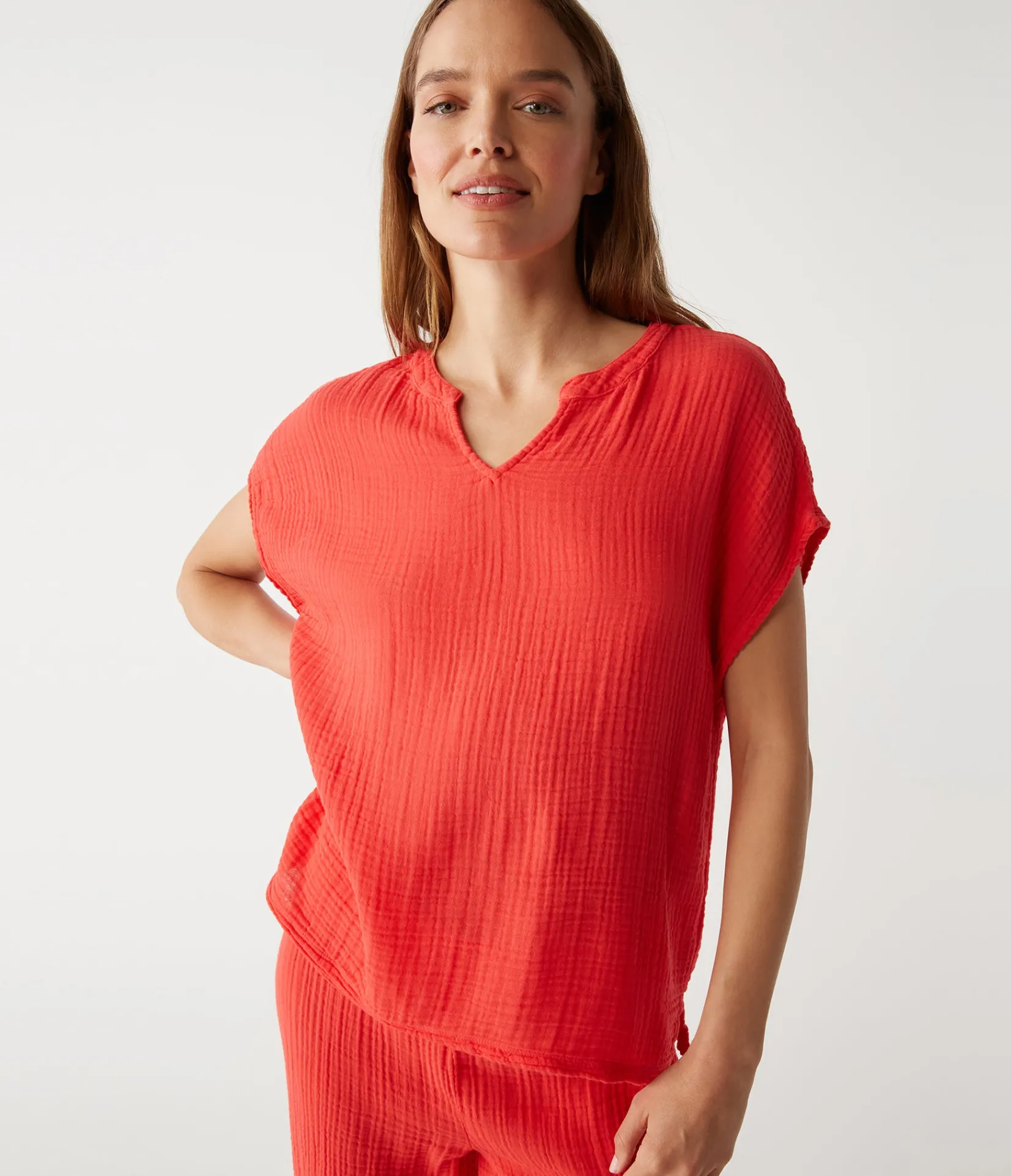 naomi_split_neck_top_0.webp Michael Stars Naomi Split Neck Top- Tops, Blouses & Shirts