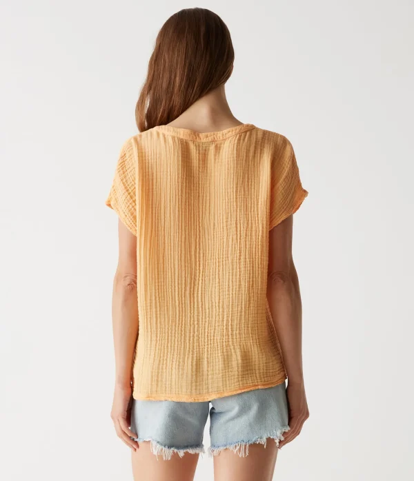 Michael Stars Naomi Split Neck Top- Tops, Blouses & Shirts