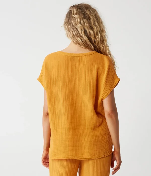 Michael Stars Naomi Split Neck Top- Tops, Blouses & Shirts