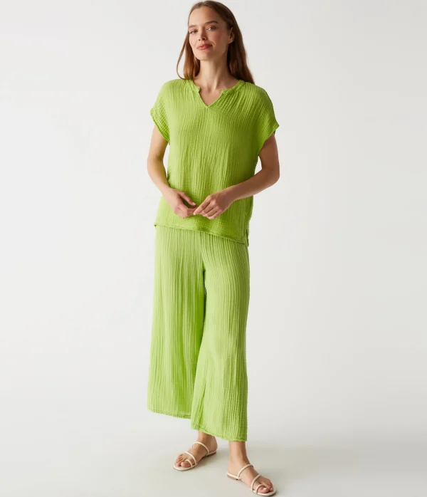 Michael Stars Naomi Split Neck Top- Tops, Blouses & Shirts