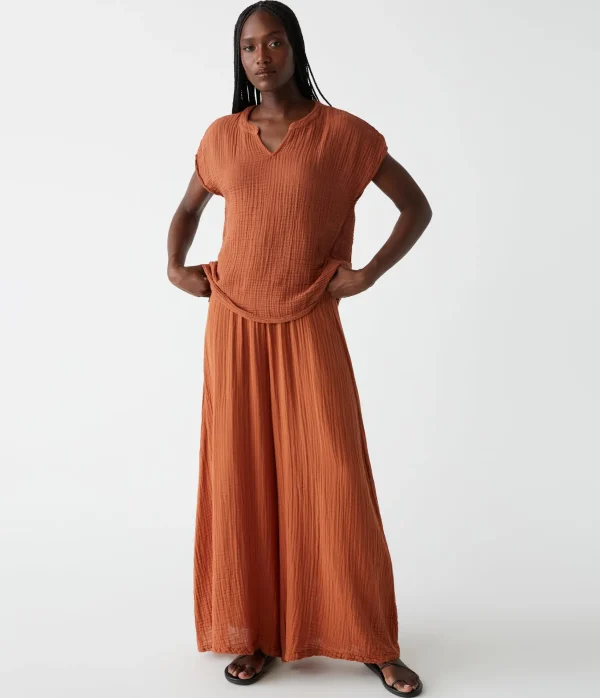 Michael Stars Naomi Split Neck Top- Tops, Blouses & Shirts