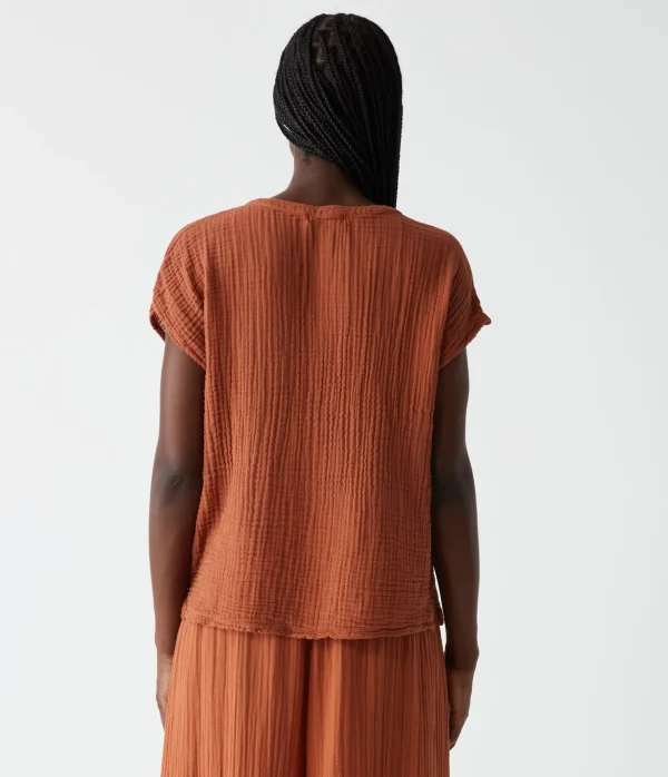 Michael Stars Naomi Split Neck Top- Tops, Blouses & Shirts