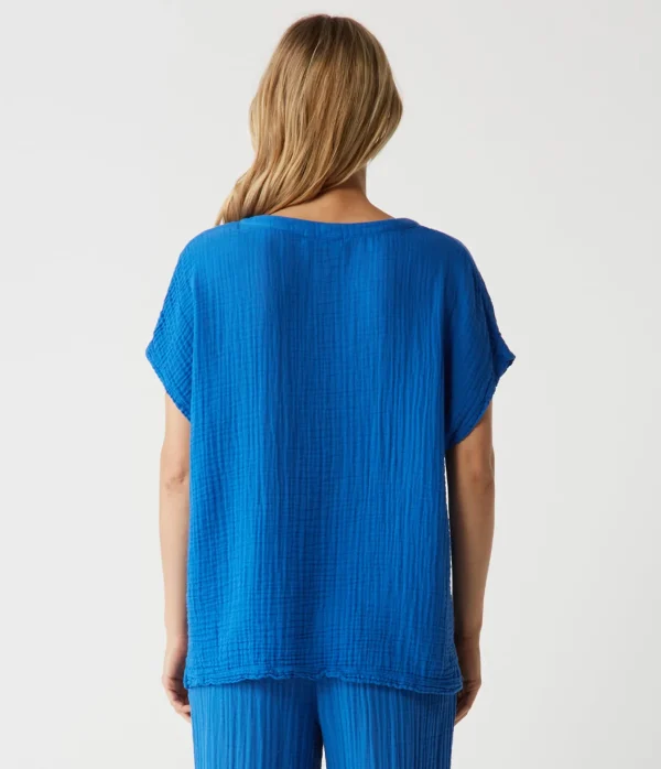 Michael Stars Naomi Split Neck Top- Tops, Blouses & Shirts