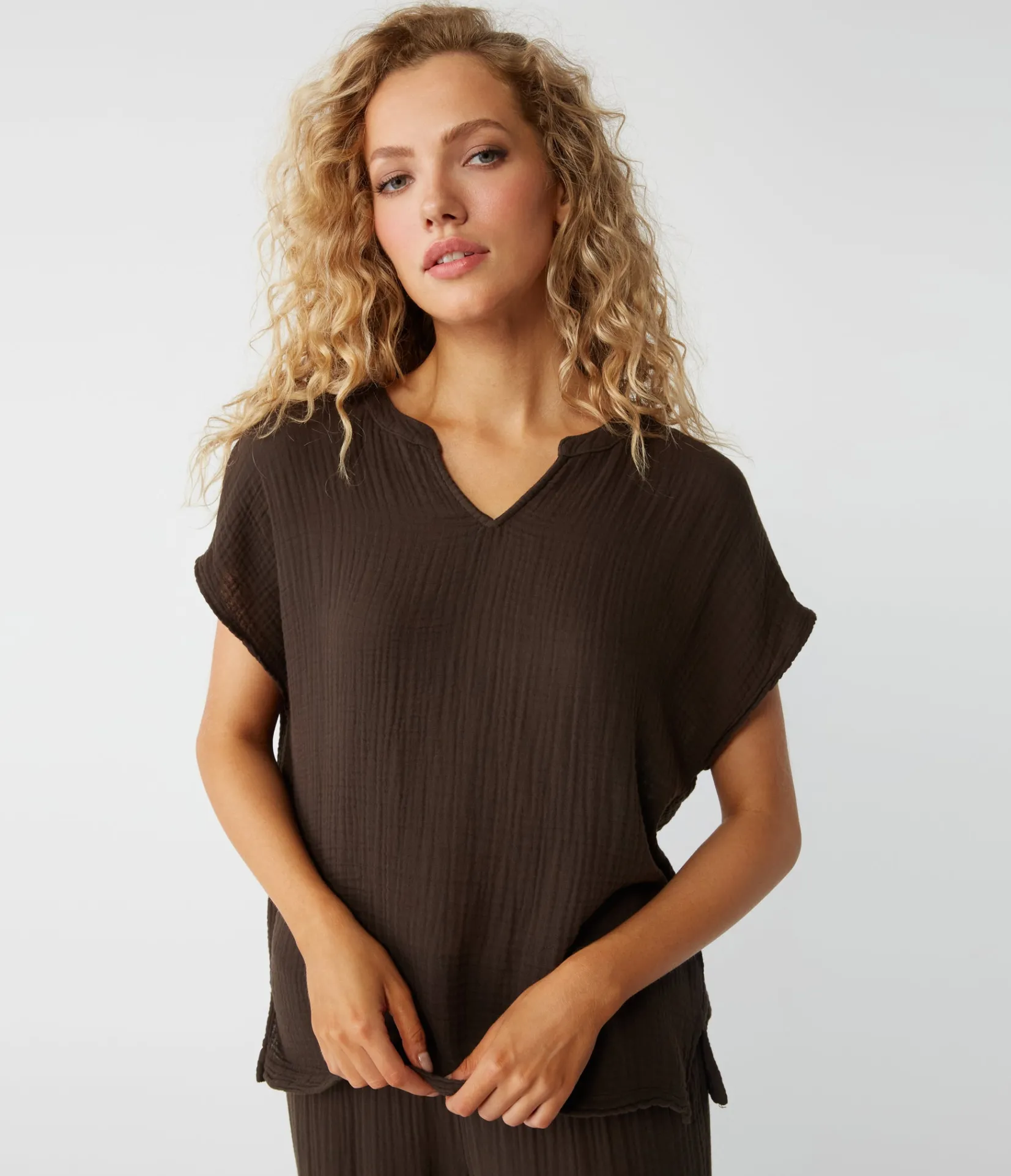 naomi_split_neck_top_36.webp Michael Stars Naomi Split Neck Top- Tops, Blouses & Shirts