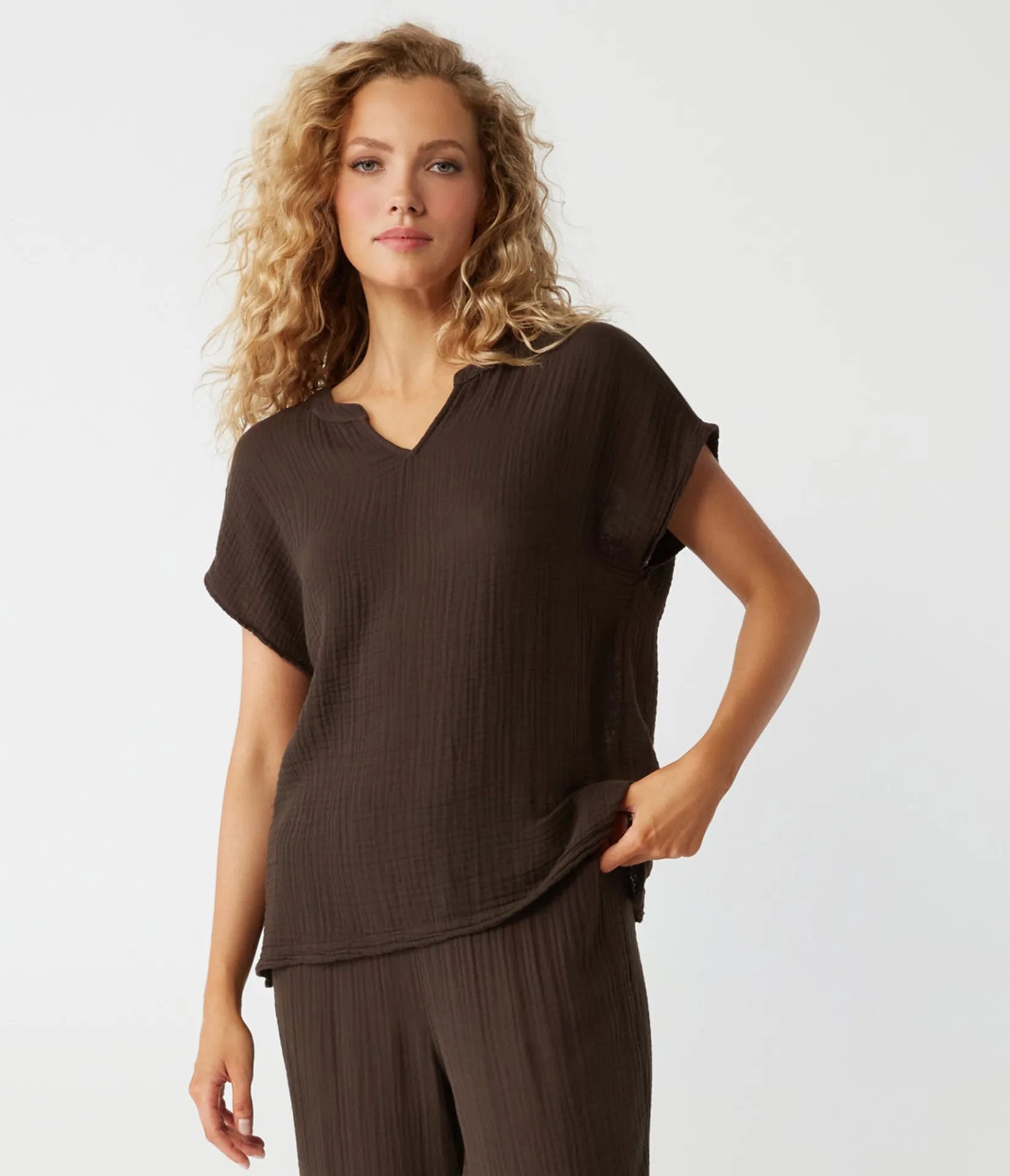 naomi_split_neck_top_38.webp Michael Stars Naomi Split Neck Top- Tops, Blouses & Shirts