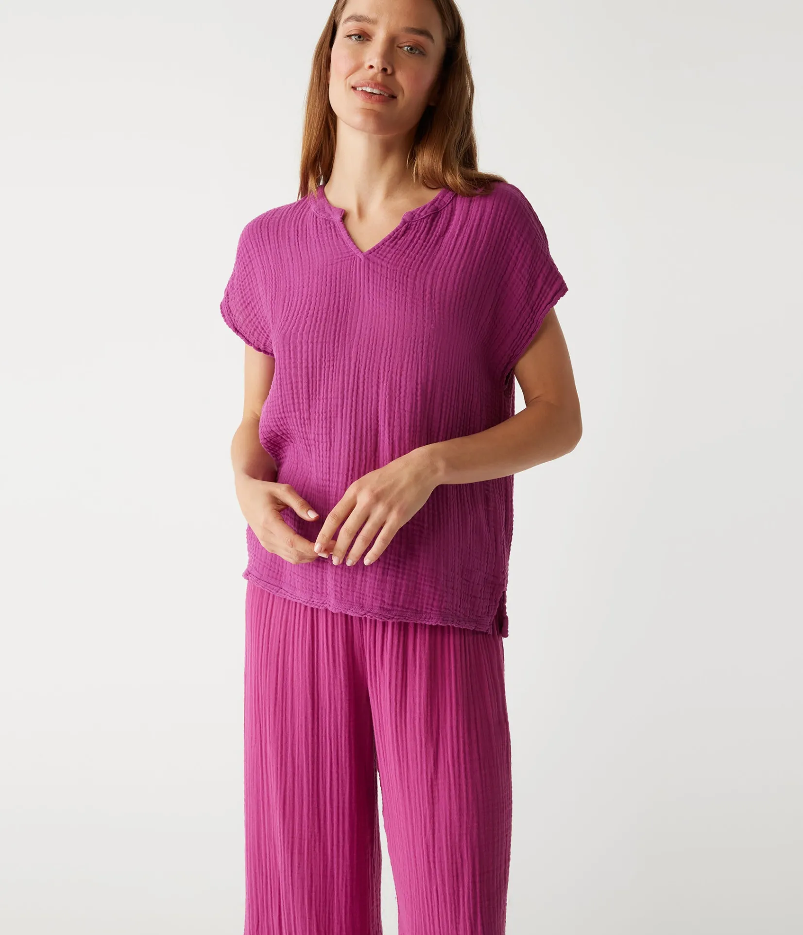 naomi_split_neck_top_44.webp Michael Stars Naomi Split Neck Top- Tops, Blouses & Shirts
