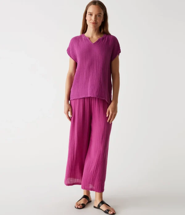 Michael Stars Naomi Split Neck Top- Tops, Blouses & Shirts