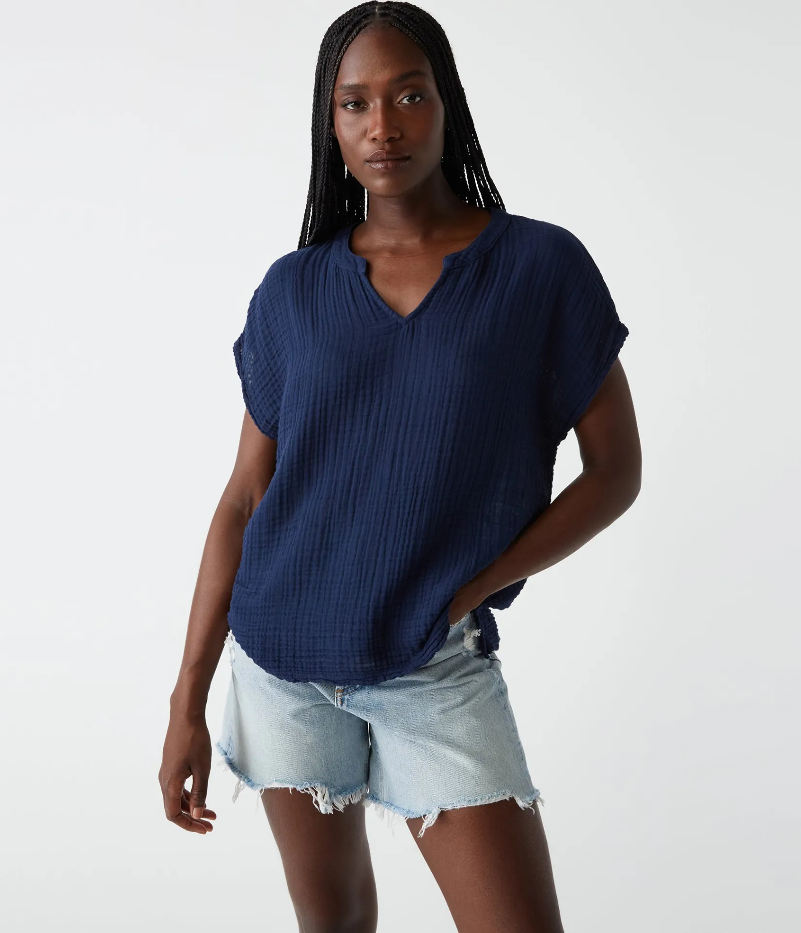 naomi_split_neck_top_48.webp Michael Stars Naomi Split Neck Top- Tops, Blouses & Shirts