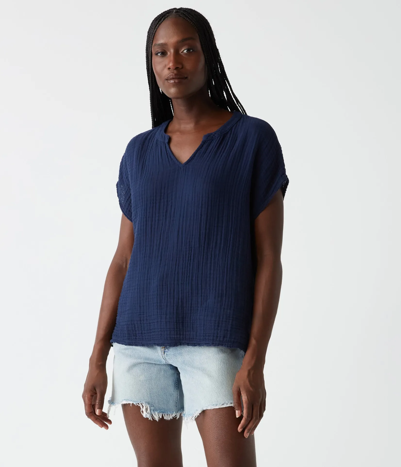 naomi_split_neck_top_50.webp Michael Stars Naomi Split Neck Top- Tops, Blouses & Shirts