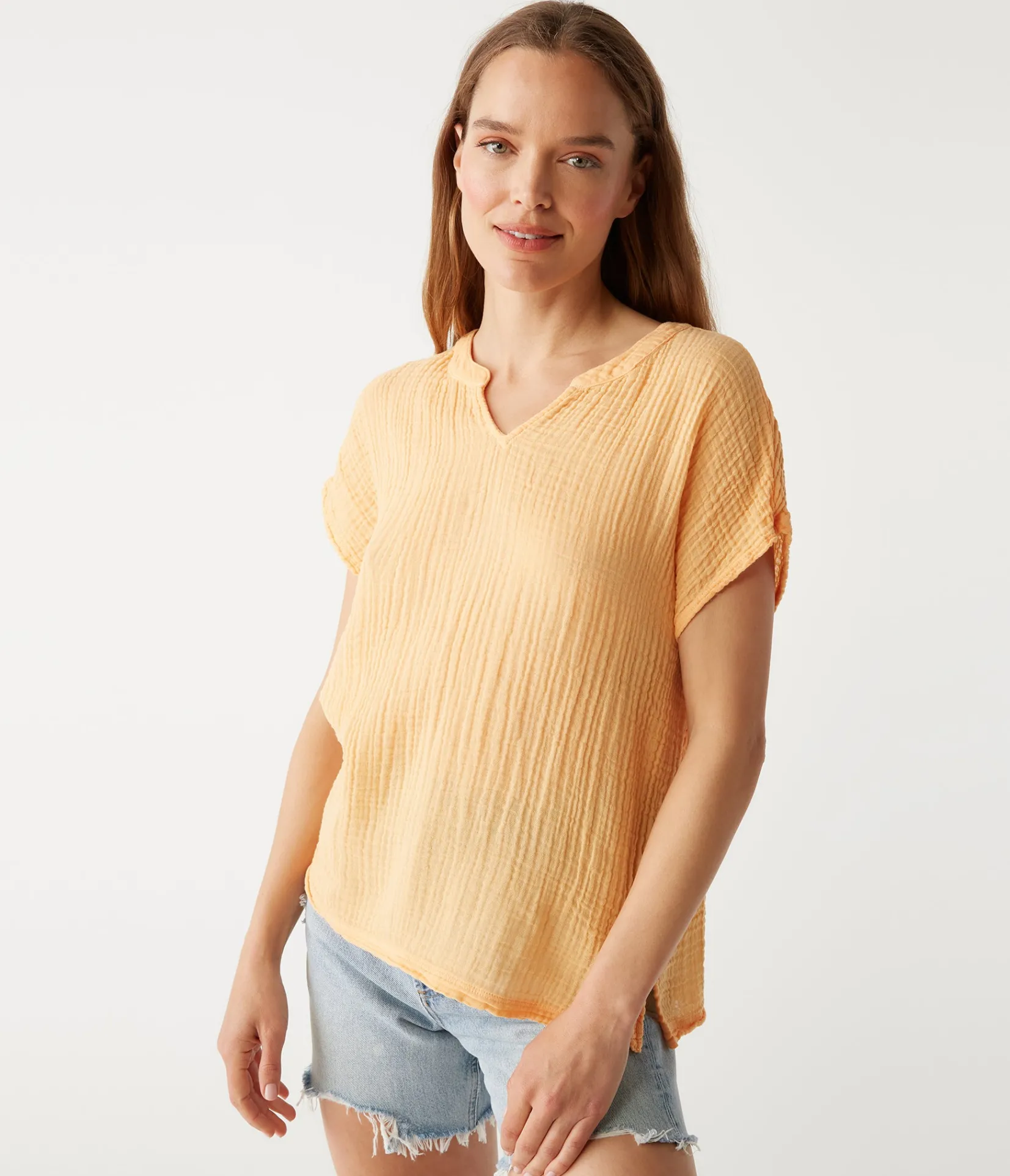 naomi_split_neck_top_8.webp Michael Stars Naomi Split Neck Top- Tops, Blouses & Shirts