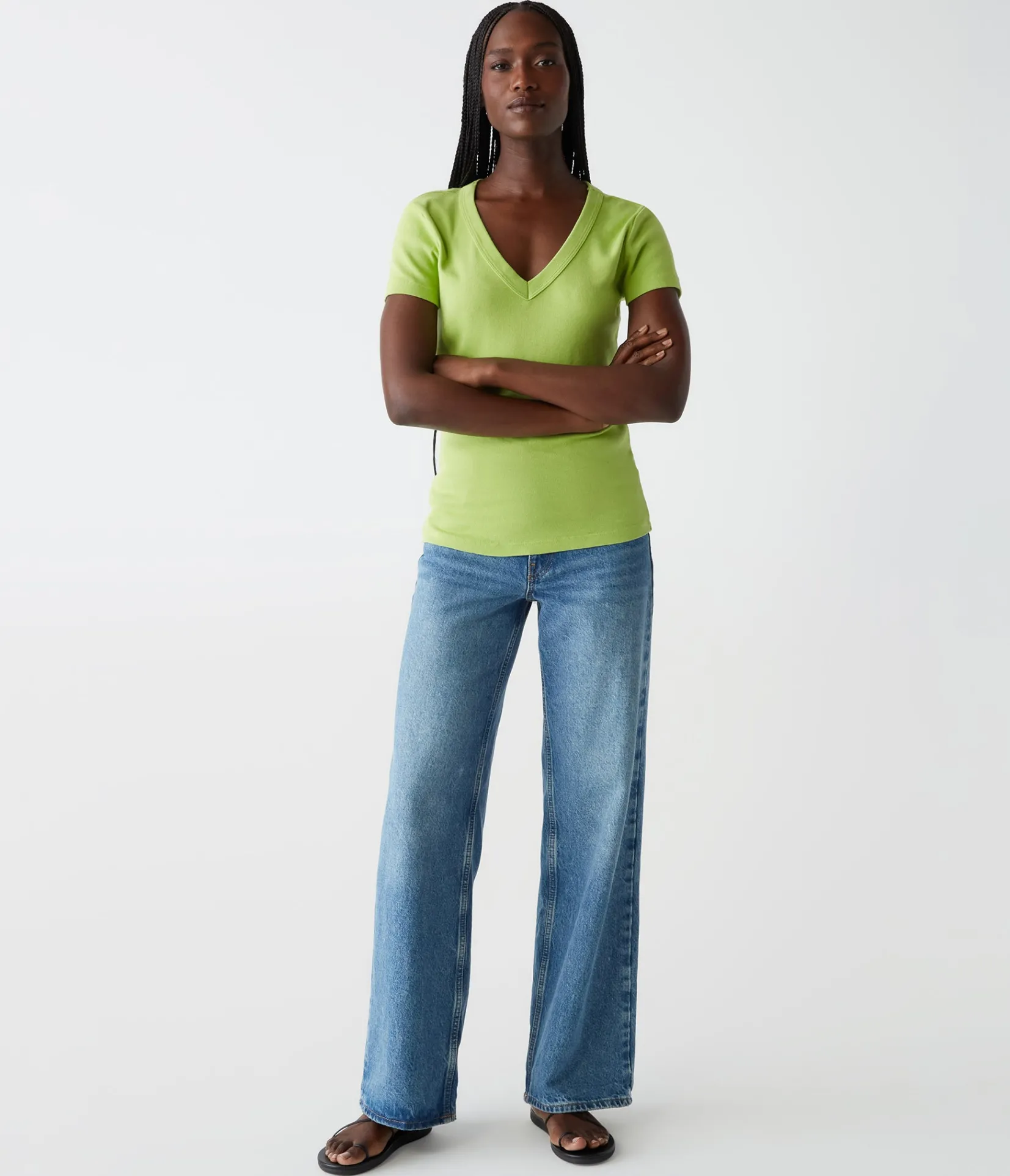nikki_vneck_tee_24.webp Michael Stars Nikki V-Neck Tee- T-Shirts | 1x1 Cotton T-Shirts