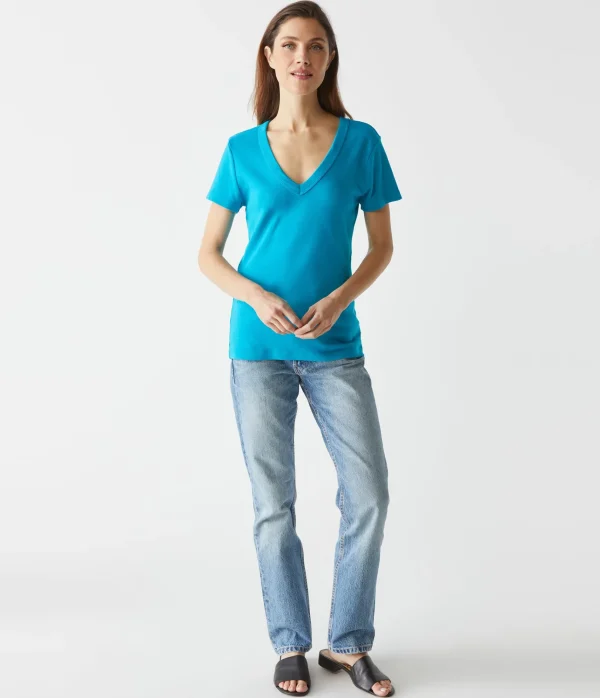 Michael Stars Nikki V-Neck Tee- T-Shirts | 1x1 Cotton T-Shirts