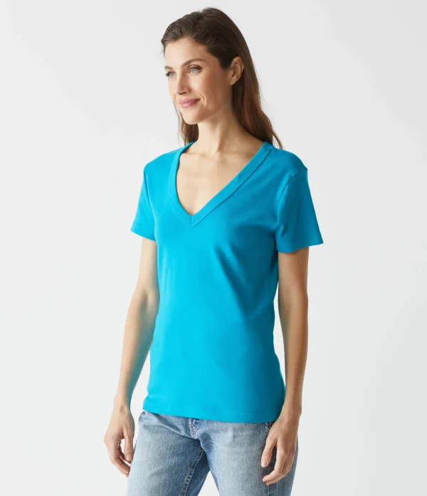 Michael Stars Nikki V-Neck Tee- T-Shirts | 1x1 Cotton T-Shirts