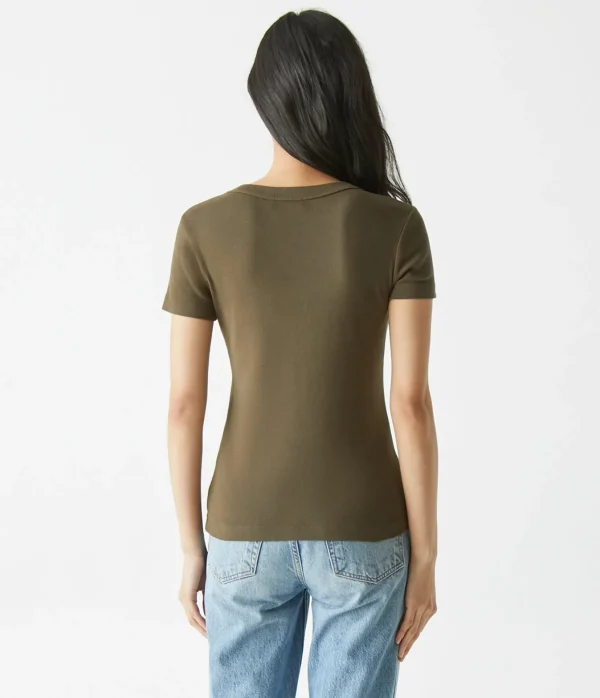 Michael Stars Nikki V-Neck Tee- T-Shirts | 1x1 Cotton T-Shirts