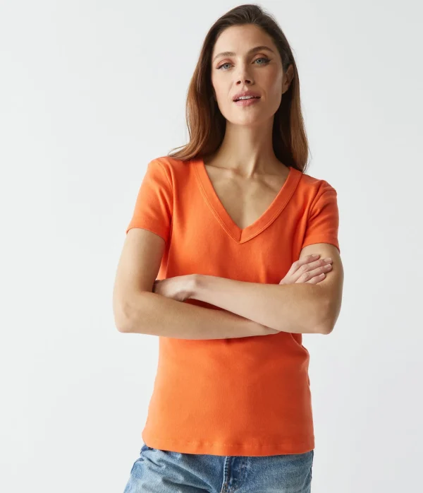 Michael Stars Nikki V-Neck Tee- T-Shirts | 1x1 Cotton T-Shirts