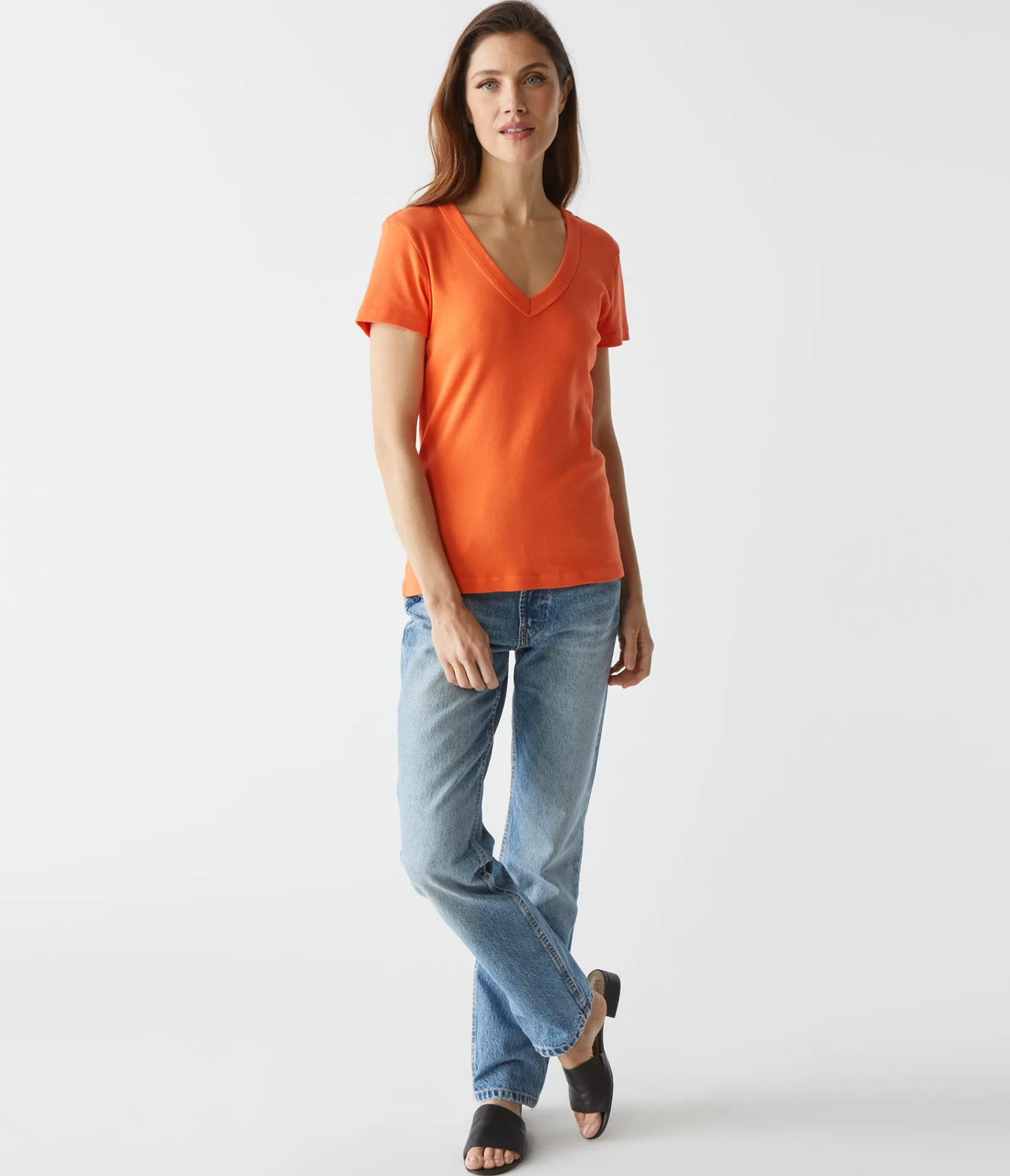 nikki_vneck_tee_44.webp Michael Stars Nikki V-Neck Tee- T-Shirts | 1x1 Cotton T-Shirts