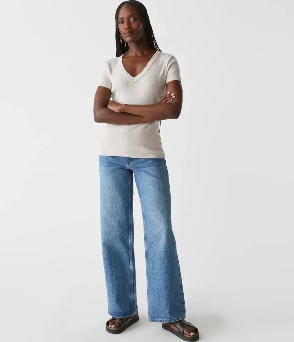 Michael Stars Nikki V-Neck Tee- T-Shirts | 1x1 Cotton T-Shirts