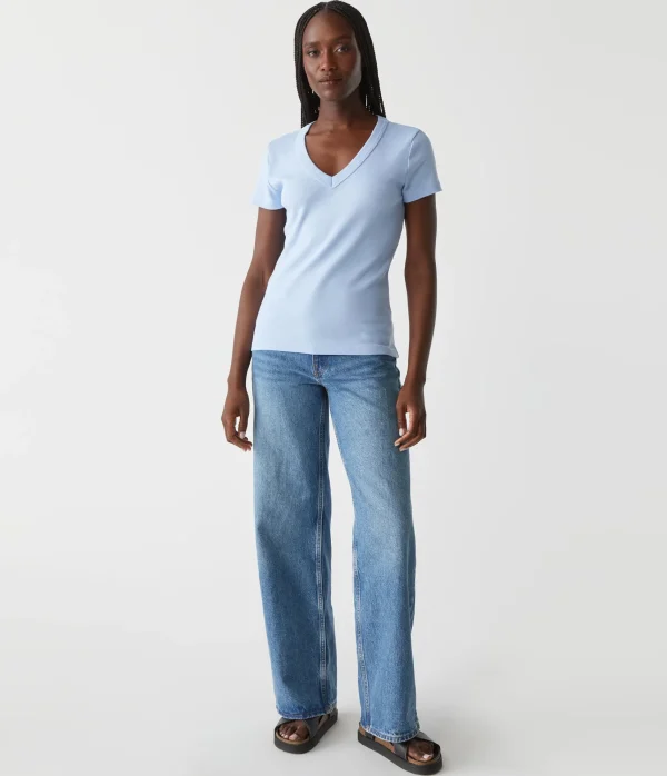 Michael Stars Nikki V-Neck Tee- T-Shirts | 1x1 Cotton T-Shirts