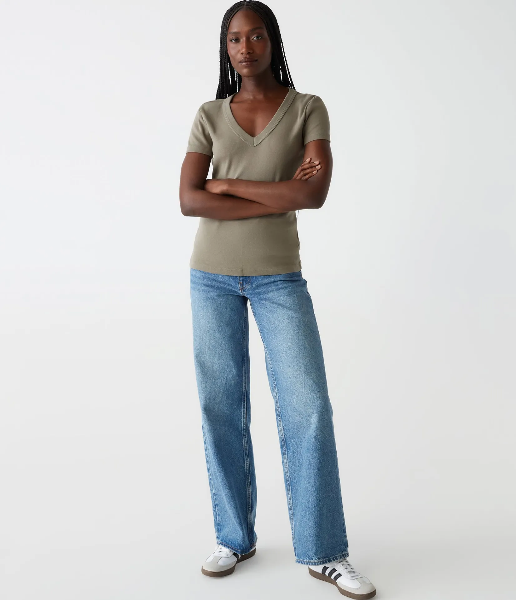 nikki_vneck_tee_64.webp Michael Stars Nikki V-Neck Tee- T-Shirts | 1x1 Cotton T-Shirts