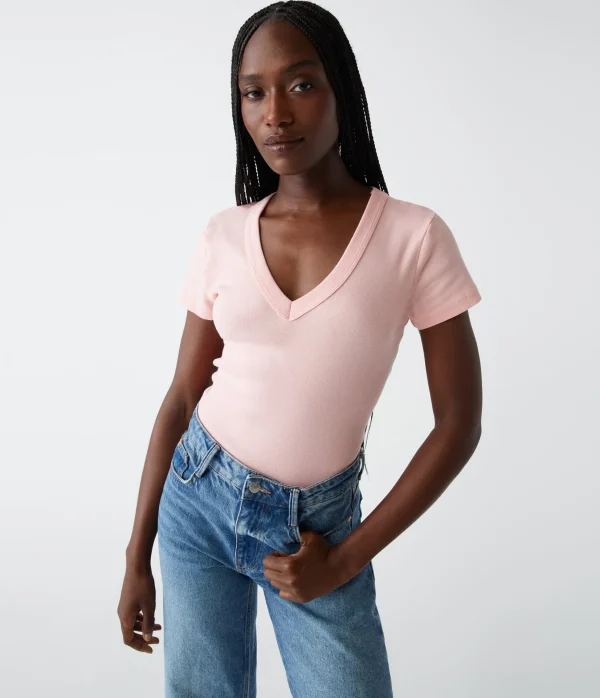 Michael Stars Nikki V-Neck Tee- T-Shirts | 1x1 Cotton T-Shirts