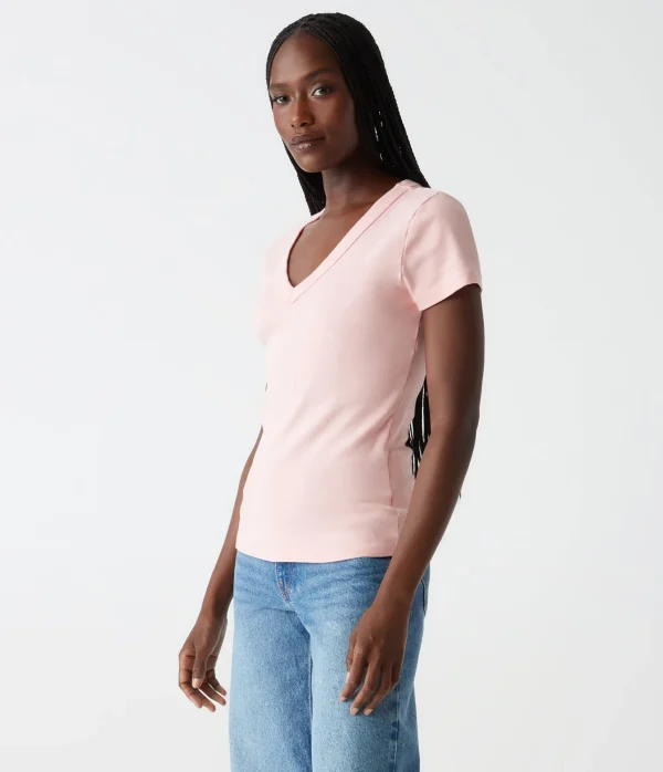 Michael Stars Nikki V-Neck Tee- T-Shirts | 1x1 Cotton T-Shirts