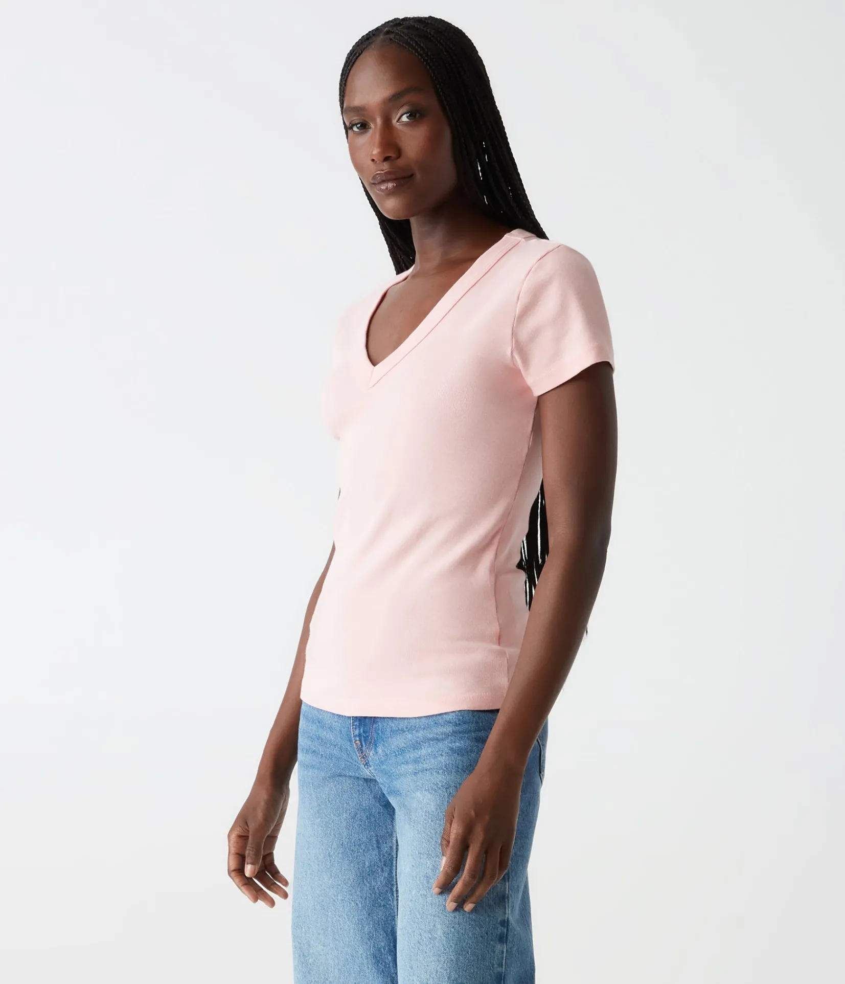 nikki_vneck_tee_69.webp Michael Stars Nikki V-Neck Tee- T-Shirts | 1x1 Cotton T-Shirts