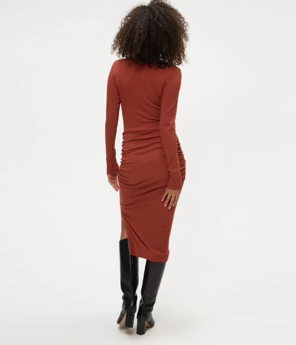 Michael Stars Nova Ribbed V-Neck Dress- Dresses | Knee Length Dresses