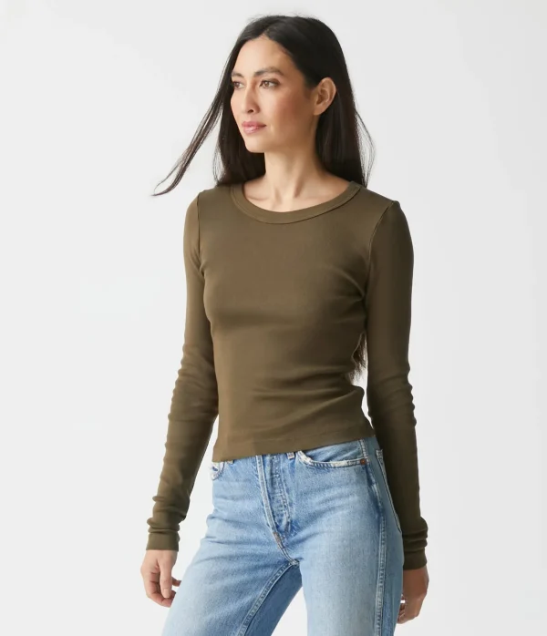 Michael Stars Orion Cropped Tee- T-Shirts | 1x1 Cotton T-Shirts