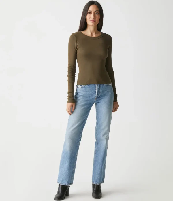 Michael Stars Orion Cropped Tee- T-Shirts | 1x1 Cotton T-Shirts