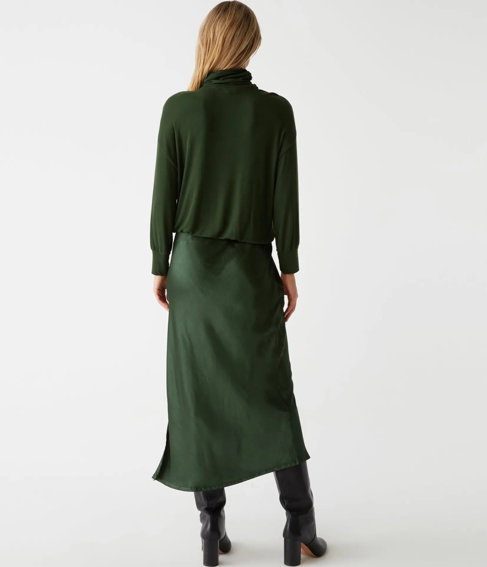 padma_mixed_fabric_dress_11.webp Michael Stars Padma Mixed Fabric Dress- Dresses | Midi Dresses