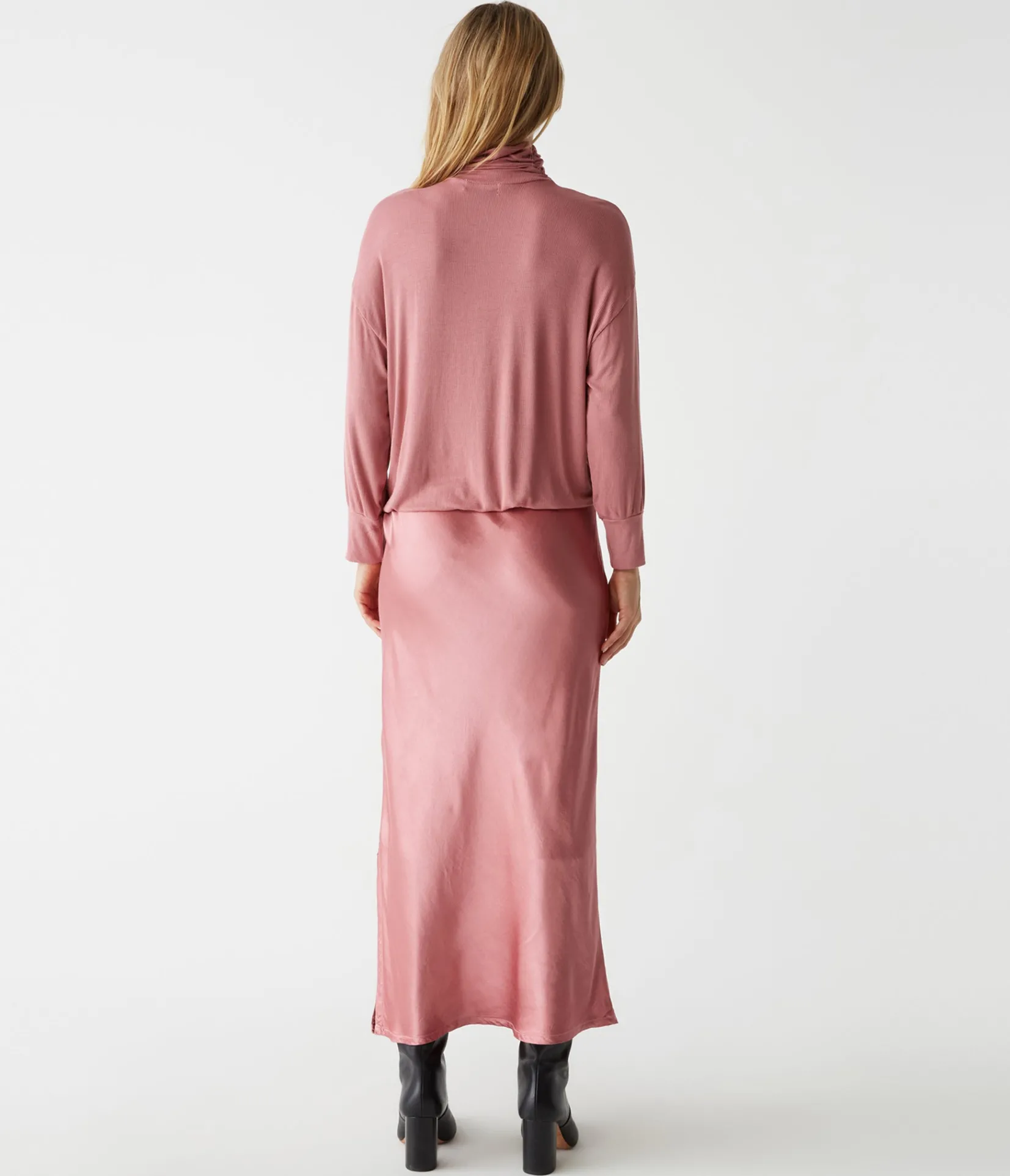 padma_mixed_fabric_dress_3.webp Michael Stars Padma Mixed Fabric Dress- Dresses | Midi Dresses