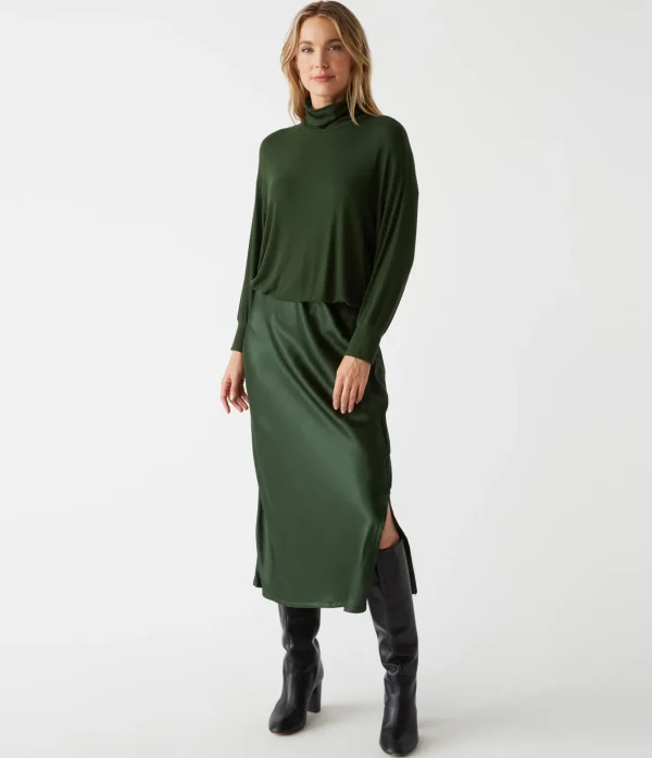 Michael Stars Padma Mixed Fabric Dress- Dresses | Midi Dresses