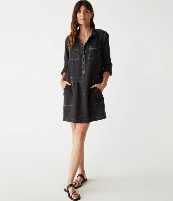 Michael Stars Pilar Linen Shirt Dress- Dresses | Mini Dresses