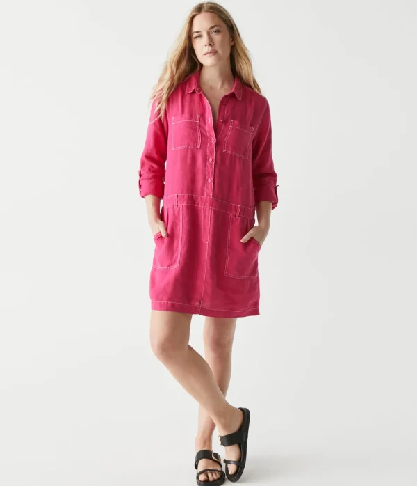 Michael Stars Pilar Linen Shirt Dress- Dresses | Mini Dresses