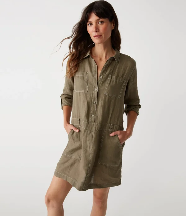 Michael Stars Pilar Linen Shirt Dress- Dresses | Mini Dresses