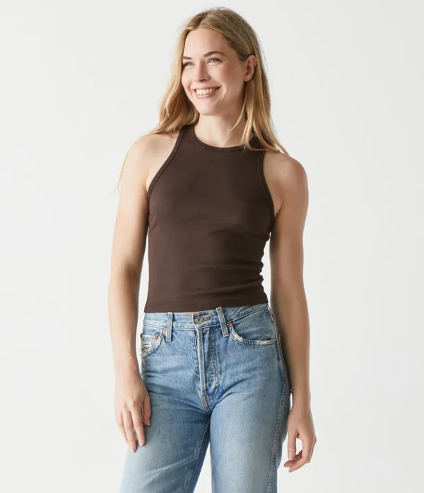 Michael Stars Pina Ribbed Halter Tank- Tank Tops | Ultra Rib T-Shirts