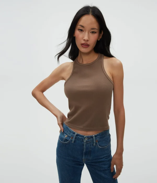 Michael Stars Pina Ribbed Halter Tank- Tank Tops | Ultra Rib T-Shirts