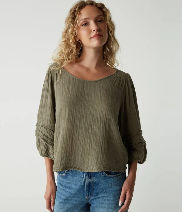 Michael Stars Pruitt Balloon Sleeve Top- Tops, Blouses & Shirts