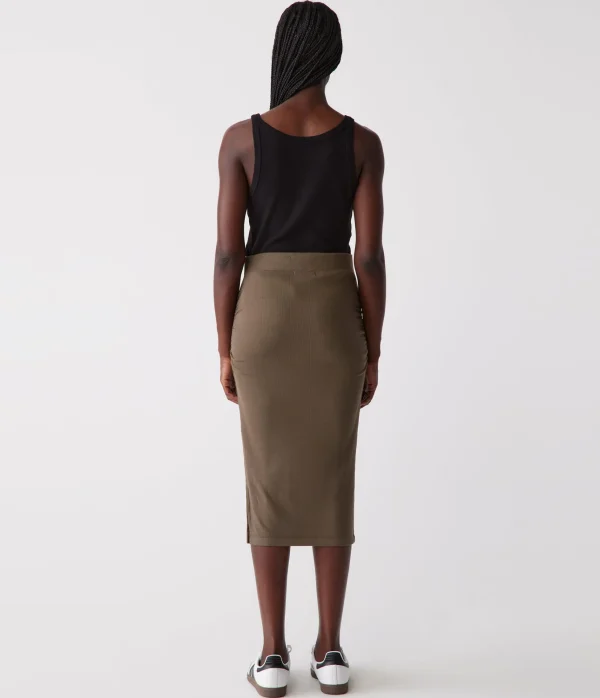 Michael Stars Rae Ribbed Skirt with Slit- Pants, Shorts & Skirts
