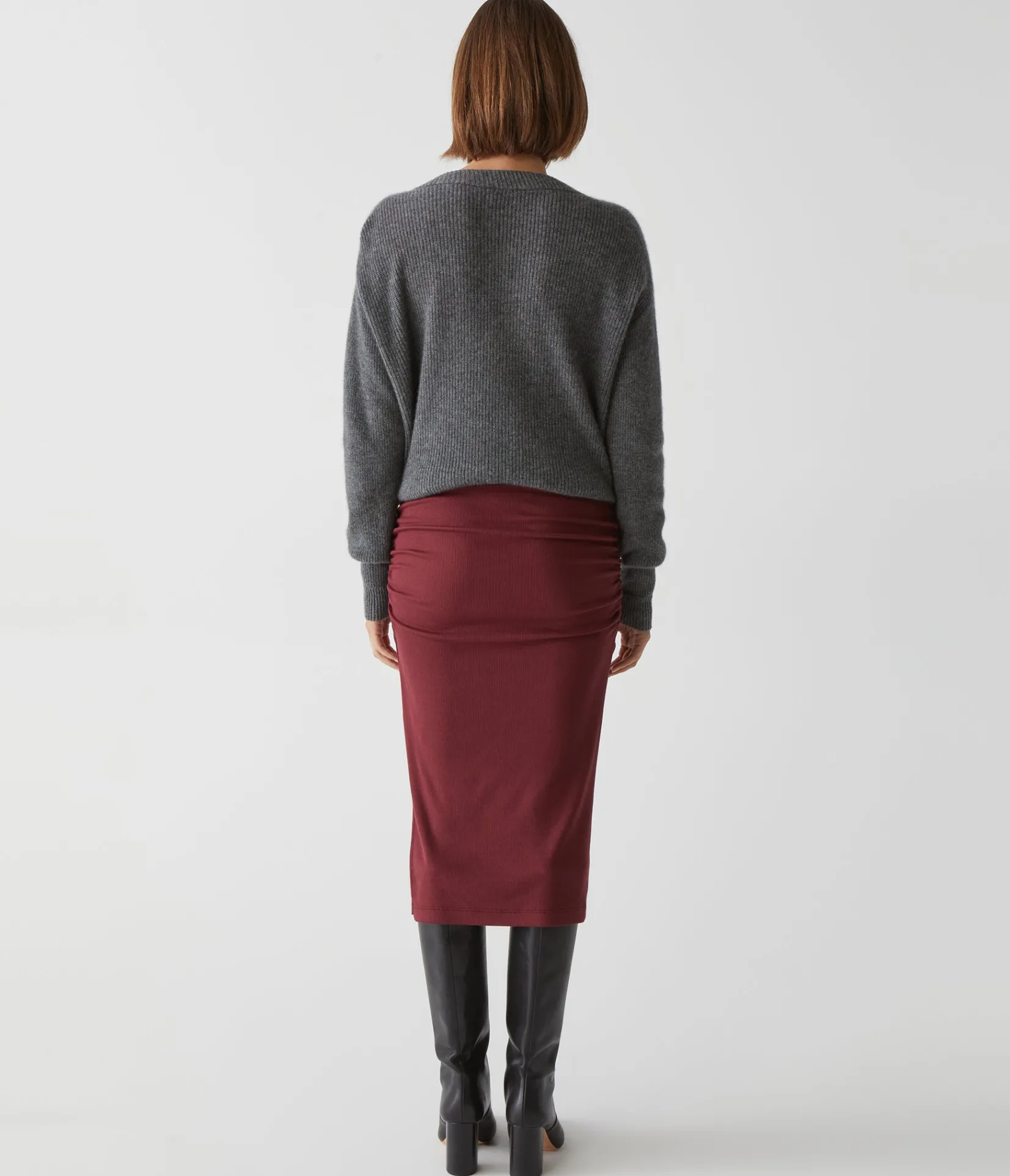 rae_ribbed_skirt_with_slit_14.webp Michael Stars Rae Ribbed Skirt with Slit- Pants, Shorts & Skirts