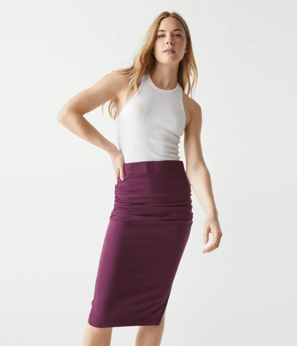 Michael Stars Rae Ribbed Skirt with Slit- Pants, Shorts & Skirts