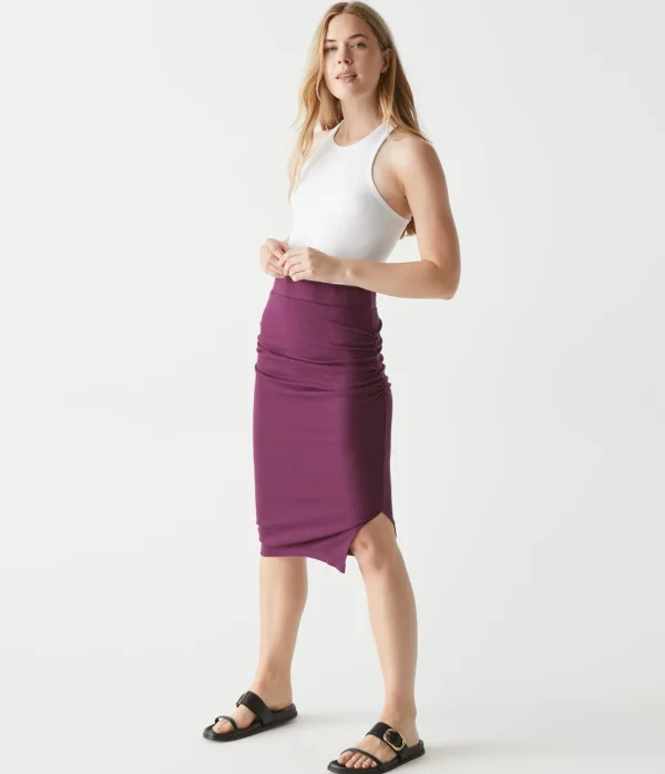 Michael Stars Rae Ribbed Skirt with Slit- Pants, Shorts & Skirts