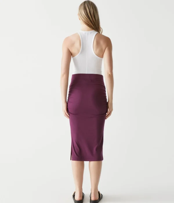 Michael Stars Rae Ribbed Skirt with Slit- Pants, Shorts & Skirts