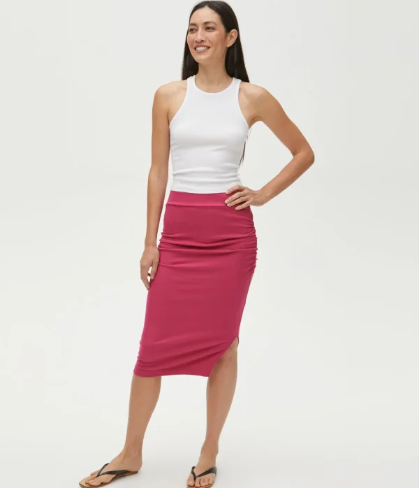 Michael Stars Rae Ribbed Skirt with Slit- Pants, Shorts & Skirts