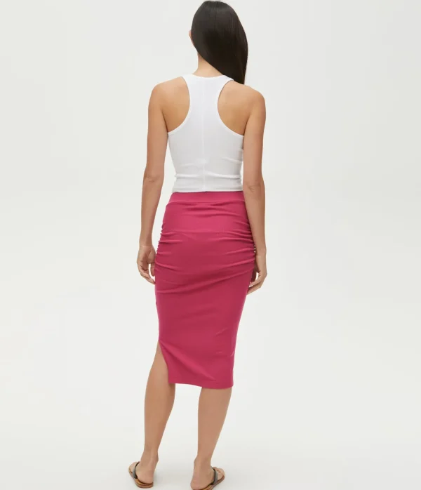Michael Stars Rae Ribbed Skirt with Slit- Pants, Shorts & Skirts