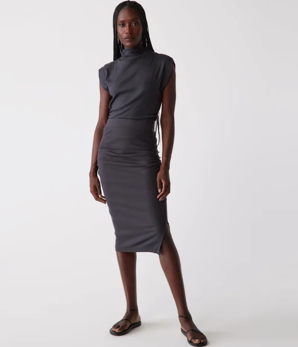 Michael Stars Rae Ribbed Skirt with Slit- Pants, Shorts & Skirts