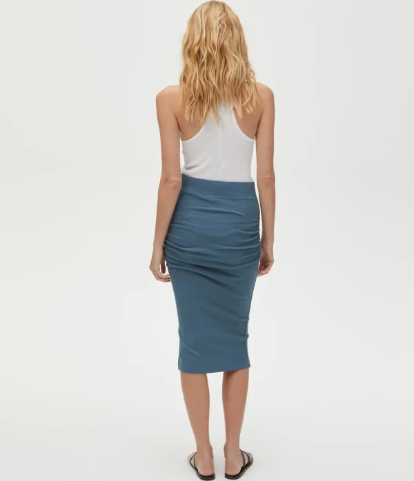 Michael Stars Rae Ribbed Skirt with Slit- Pants, Shorts & Skirts