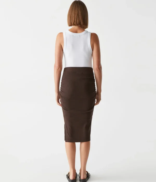 Michael Stars Rae Ribbed Skirt with Slit- Pants, Shorts & Skirts
