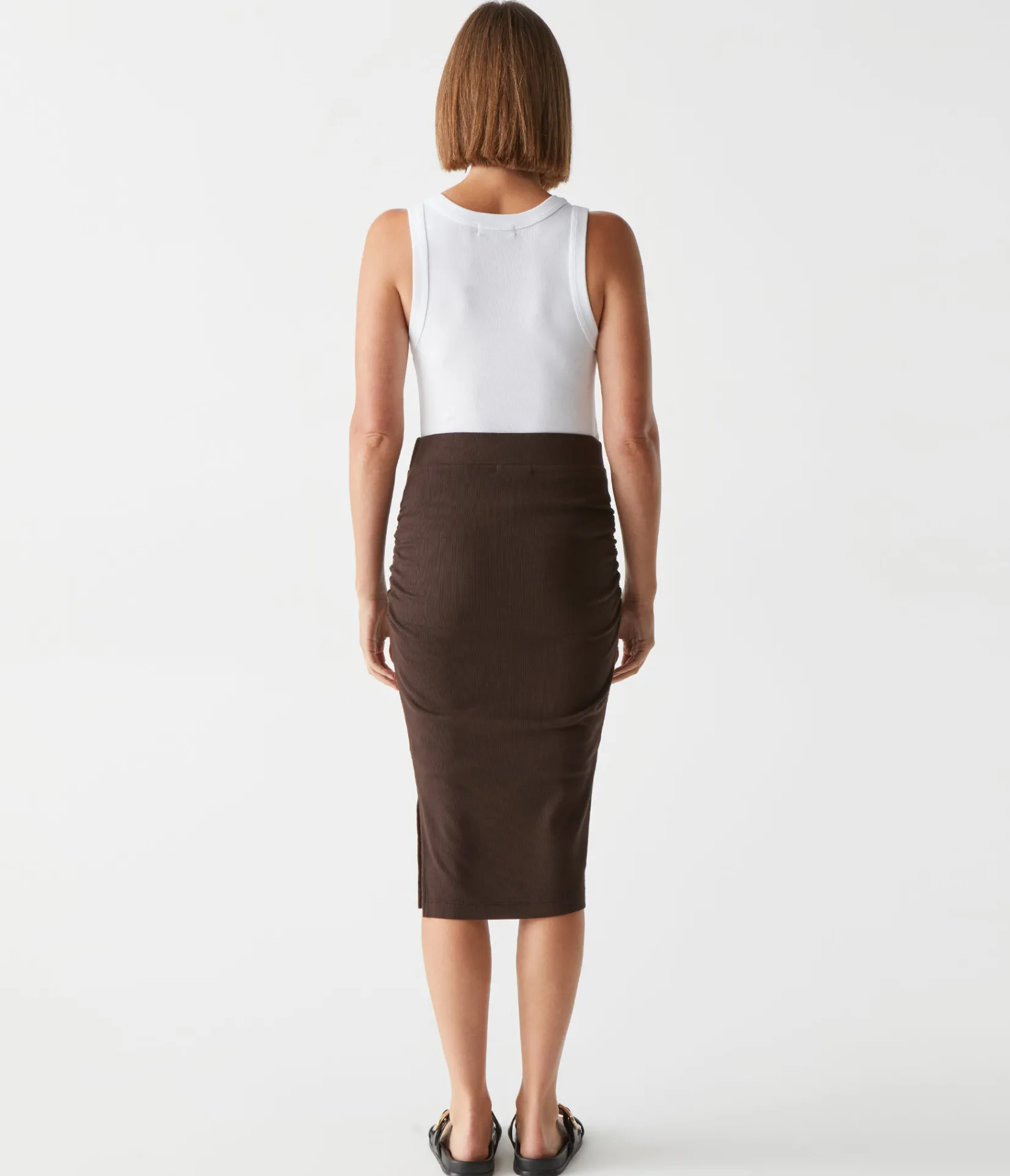 rae_ribbed_skirt_with_slit_37.webp Michael Stars Rae Ribbed Skirt with Slit- Pants, Shorts & Skirts